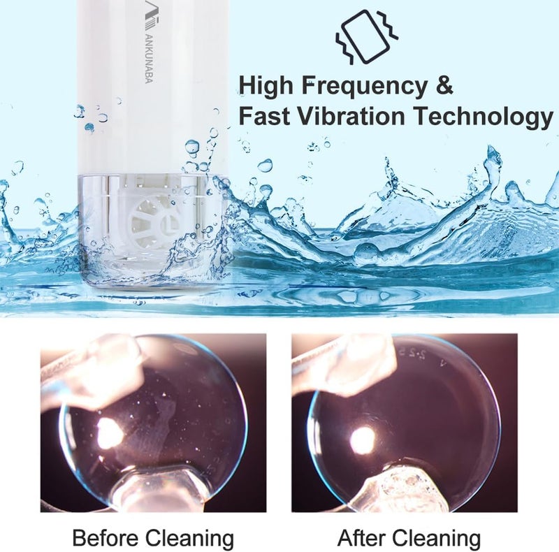 ANKUNABA Contact Lens Cleaner, Portable Soft Contact Lens Cleaning Machine with USB Charger, Automatic Vibration Contact Lenses Cleaner Case for Traveling (White) - Image 2